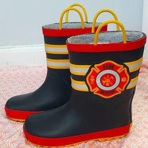 FireMan RAIN BOOTS fur lined kids sz 13/1